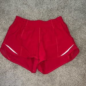 red lululemon shorts
